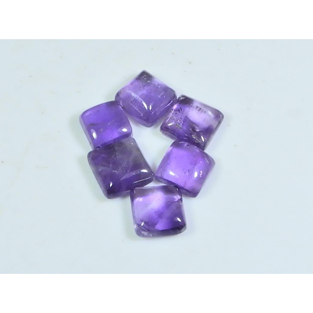 8X8MM Natural Amethst Ring Size Square Cabochon Loose Gemstone 6Pcs Lot A-457