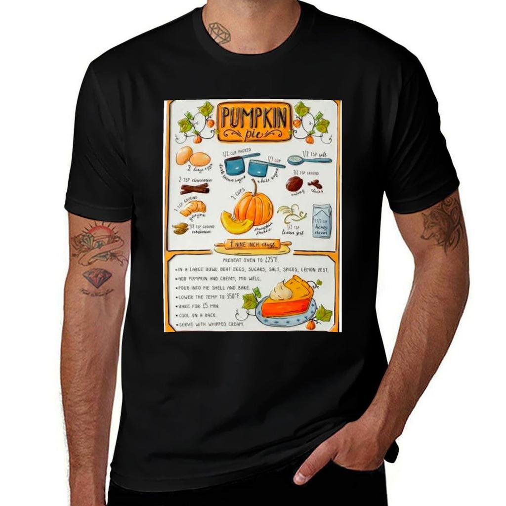 Pumpkin Pie Recipe Tshirt Basic Breathable Solid Color Tshirt