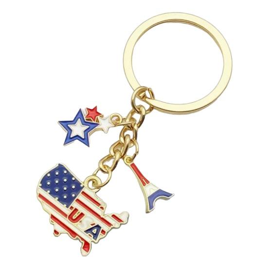 Independence Day Keychain Pendant Enamel Zinc Alloy Key Holder E