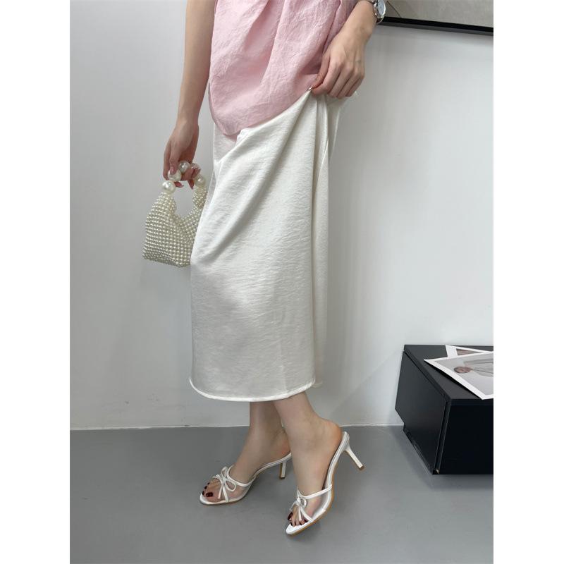 2025 New Open-toe One-word Mesh High-heeled Cool Slippers Women