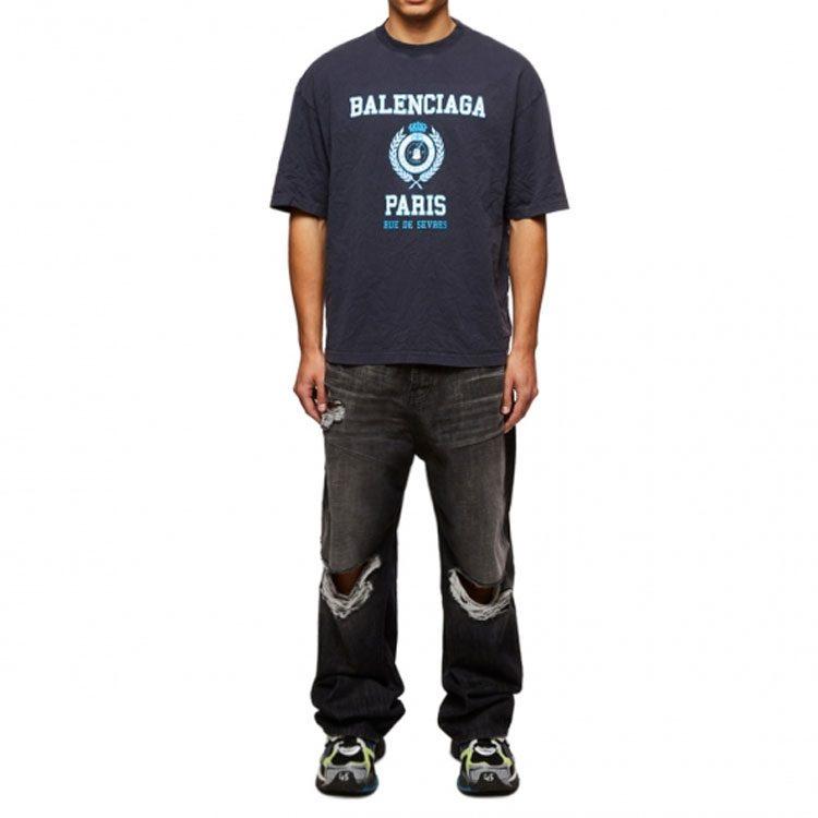 Balenciaga SS22 T Shirt Men's Dark Blue 612966TMV954140