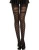 Semi Opaque Black Tights with Criss-Cross and Flower Effect Mh7236 Blk