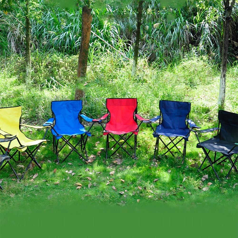 Portable Outdoor Foldable Chair Camping Chair with Bottle Holder Picnic Oxford Cloth Chairs BBQ Festival Beach Fishing Chairs Outdoor Chair