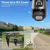 LS VISION Cámara PTZ Exterior UE 9MP 4K HD Zoom Híbrido 8X Tres Lentes Doble Pantalla Cámara IP Wifi 4MP Alarma Luz Policial Vigilancia CCTV ICSee