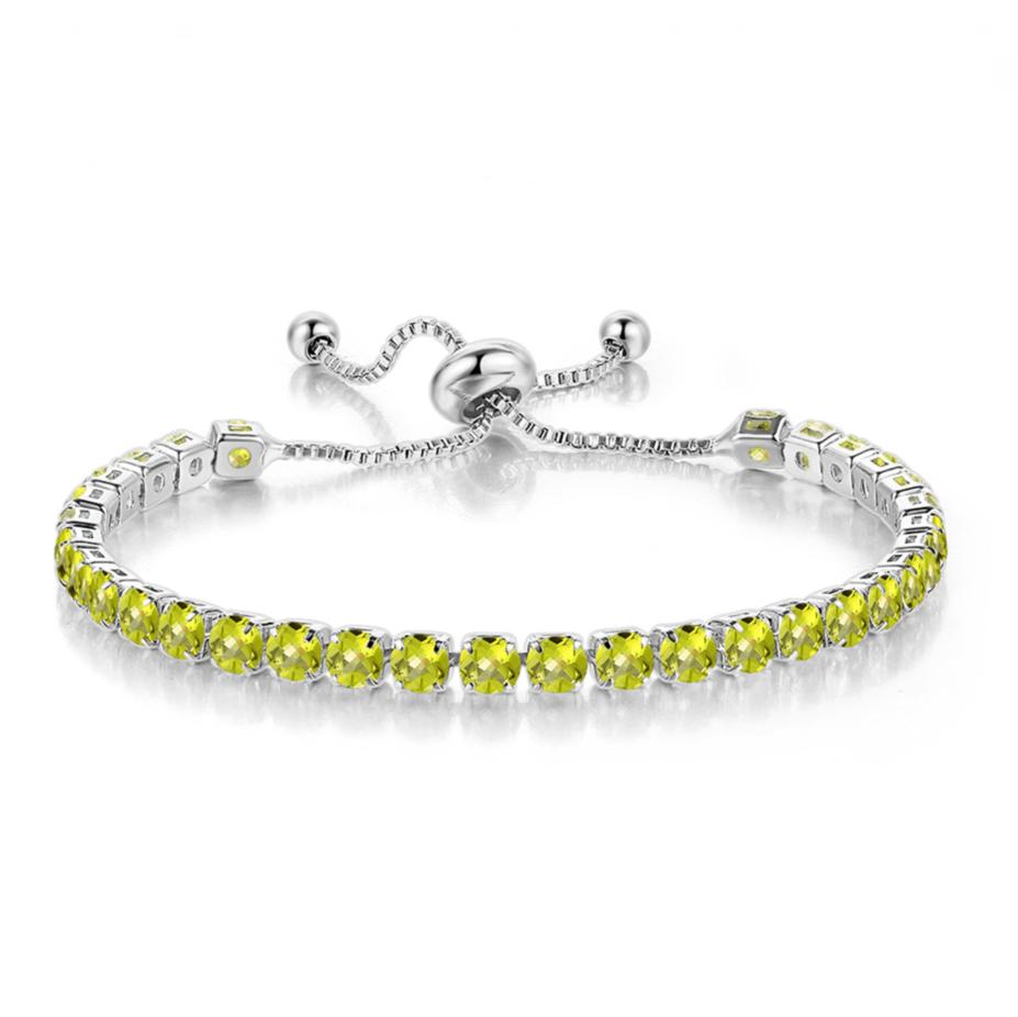 Adjustable Colorful Birthstone Tennis Bracelet for Women Multicolor CZ Crystal Wedding Birthday Gift Hand Jewelry