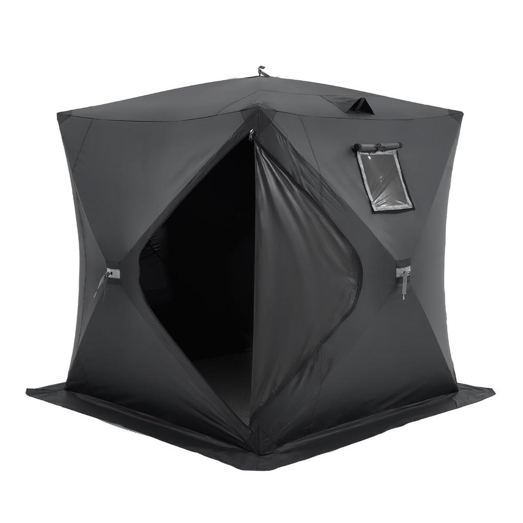 Portable Ice Shelter, 3-4 Person Pop-Up Ice Fishing Tent, 43 Square Feet Fishable Area, Ice Shanty for Winter Fishing, Waterproof Oxford Ice Cube with
