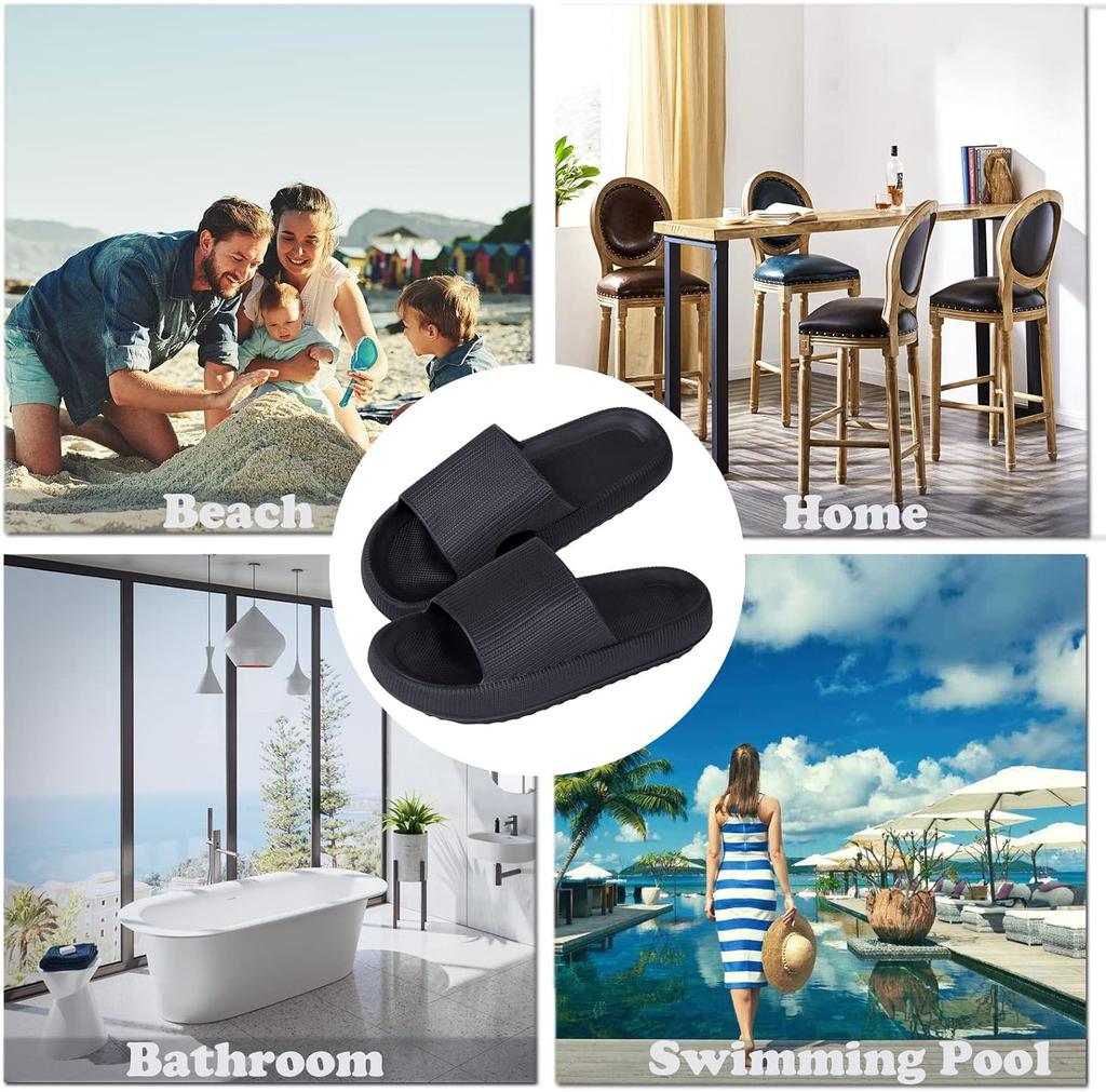 Cloud Sliders Women Men Cushiony Slippers with Thick Outsole, Anti-Slip Waterproof Pillow Sliders for Bathroom, Pool and Outdoor