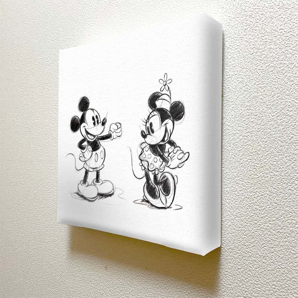 Ribbed Art Deli Poster Mickey Minnie 20cm x Made in Lightweight IKEBANA Panel, Mouse, Mouse, 20cm, Japan, Fabric, IKE-DSNY-2106-05,
