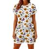 Women's Casual Loose Fit Top and Shorts Set with 3/4 Sleeve Comfortable Lightweight Fabric Stylish Printed Design Suitable for Everyday Wear