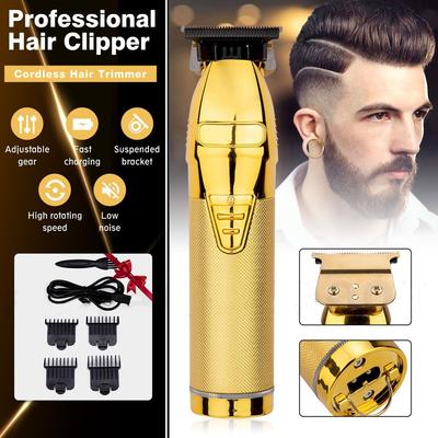 Hair Clippers Cordless Gold Hair Trimmer For Men USB Rechargeable Hair Cutting Machine Professional Beard Barber Hair Trimmer Oil Head Engraving
