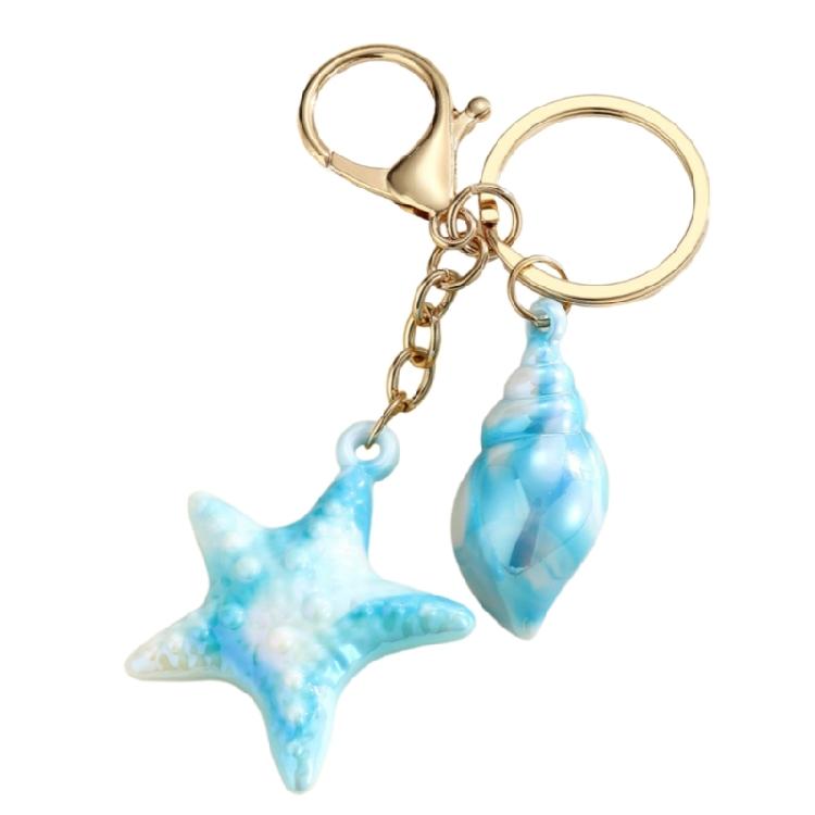 Stylish Beach Inspired Shell Keychain Conch Starfish Star Pendant Keyring Charm Fashionable Sea Inspired Jewelry