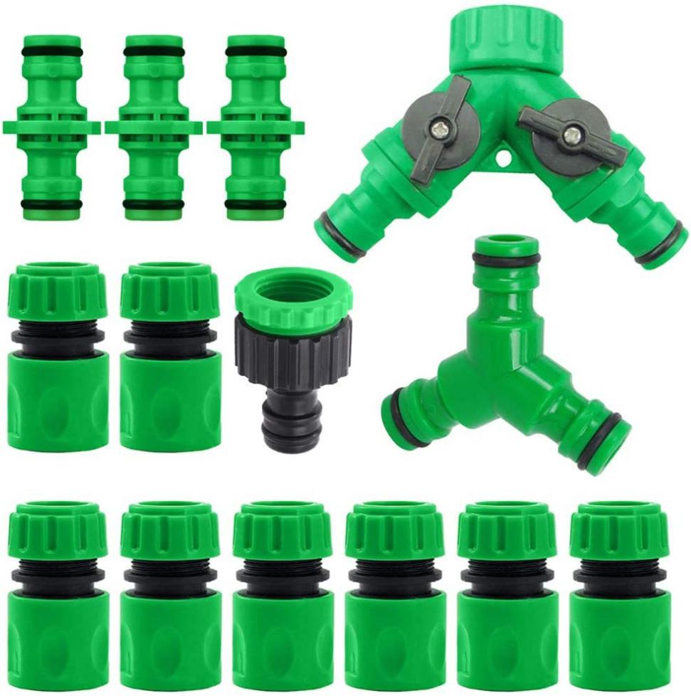 20 Pack Garden Hose Connector Kit ABS Material 1/2'' Diameter Quick Connect Y Splitter Male/Female Connectors