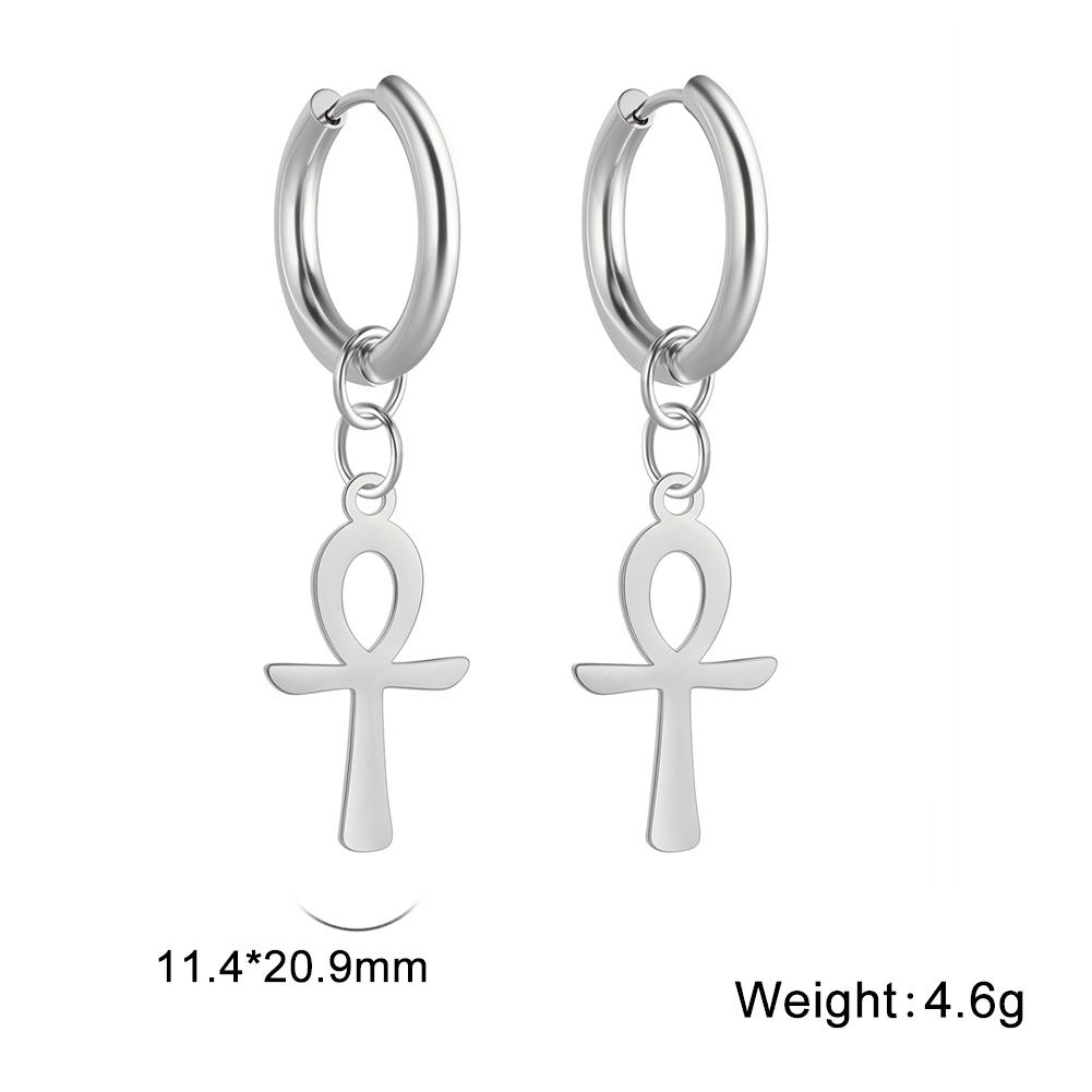 Dawapara Antike Ägyptische Symbol Ohrringe Auge des Horus und Ankh Kreuz Hieroglyphisches Ideogramm Schutz Amulett Edelstahl