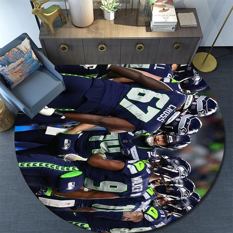 Seattle Seahawks Players pattern round rug,Carpet Rug for Living Room Bedroom Playroom ,Non-slip Floor Mat,Holiday Gifts and Birthday Gifts.