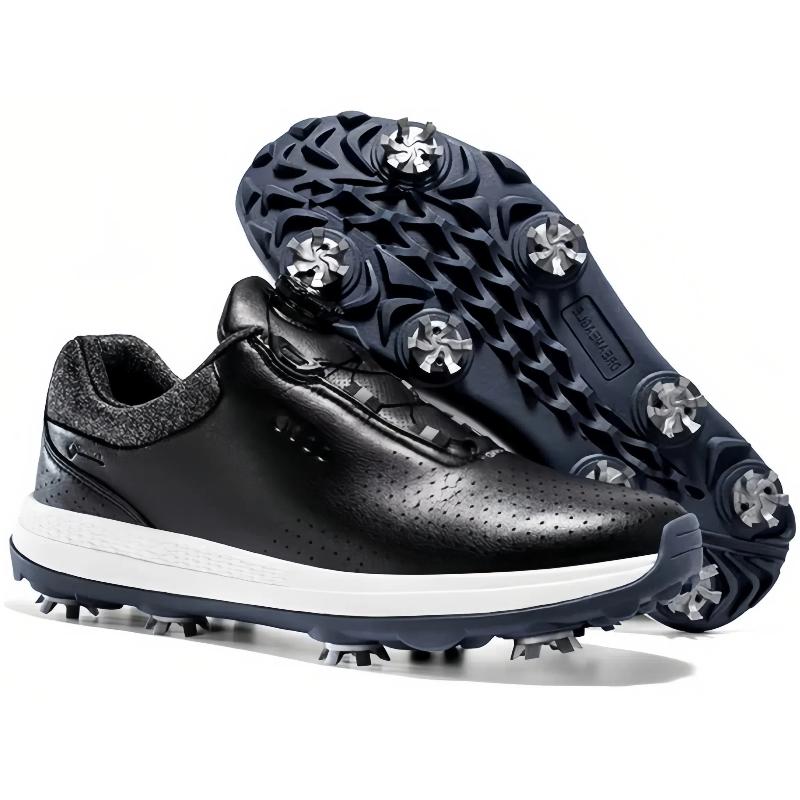 Lightweight Golf Shoes - High Fiber Breathable Upper Golf Non-Slip Rubber Outsole With Metal-Plastic Studs Easy Rotating Buckle