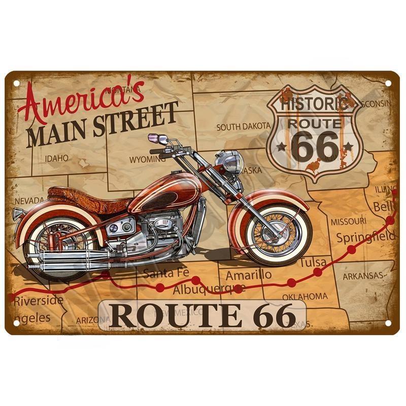 Vintage Route 66 Metal Sign House Plaque Metal Poster Tin Sign Plate Wall Posters Retro Aesthetic Room Decor Wall Art Decoration