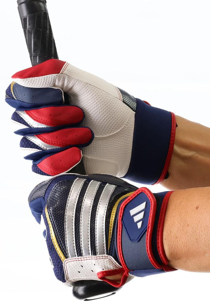 adidas BASIC Batting Navy x Size LBG405 Glove, Red, M,
