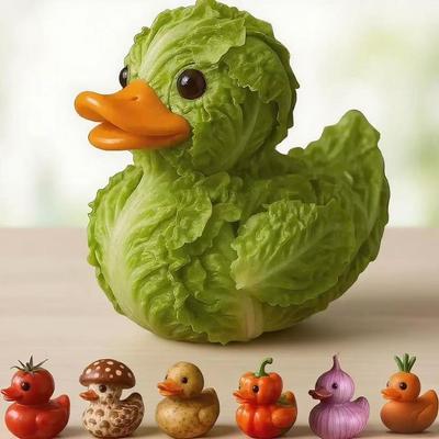 Kawaii Gemüseharz Entenfiguren - Niedliche Anime-Schreibtischdeko und Geschenk