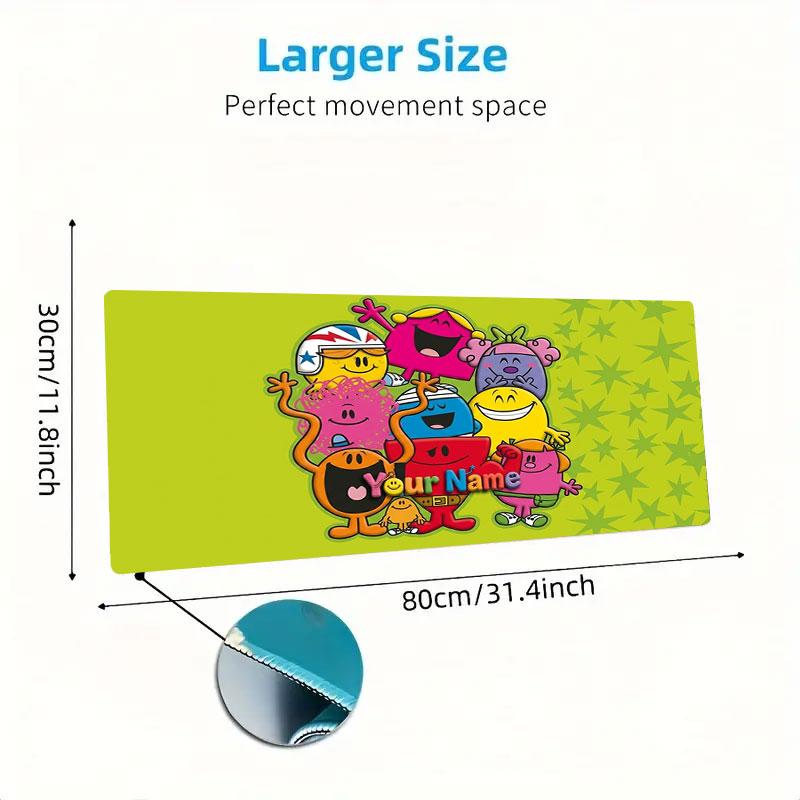 Mr. Men Little Miss Custom Name Large Size Mouse Pad Large Gaming Table Cushion Non-slip Laptop Tablet Big Mousepad XXL Mat Mini PC Playmat With Lock