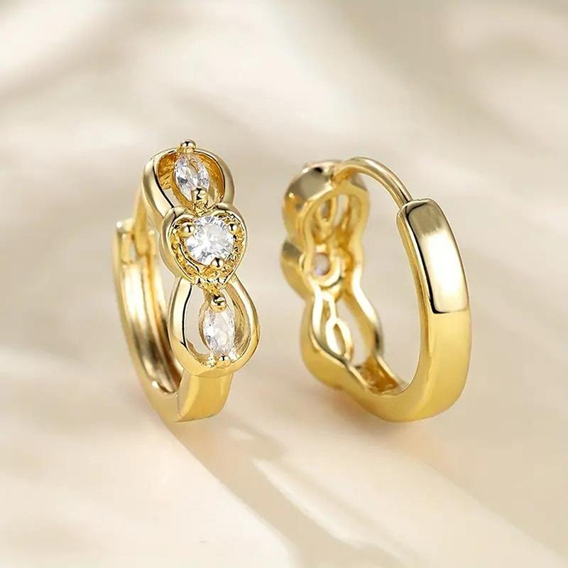 

Серьги-кольца цвета золота Huitan, новые женские серьги-кольца с круглыми/маркизовыми кубическими цирконами, ювелирные изделия