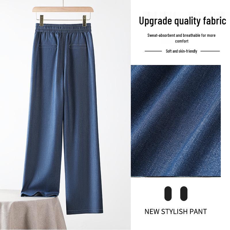 Damen Sommer Eis-Seide High Waist Elastische Denimhose - Schlankmachend, Vielseitig, Locker geschnitten mit Weit- und Schmalbeinoptionen