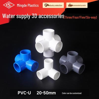 PVC Multi-Way 3D Plastic Fittings for Water Supply Pipes (Right Angle, Four-Way, Five-Way, Six-Way Tee)