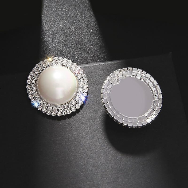 Slightly Inlaid Rhinestone Luxury Cold Style Exaggerated Pearl Large Earrings Korean Temperament Earrings Fashion Jewelry