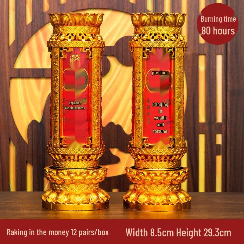Smokeless Crystal Candle for Buddha Offerings, Housewarming, or New Year Celebrations - Windproof Red Butter Lamp