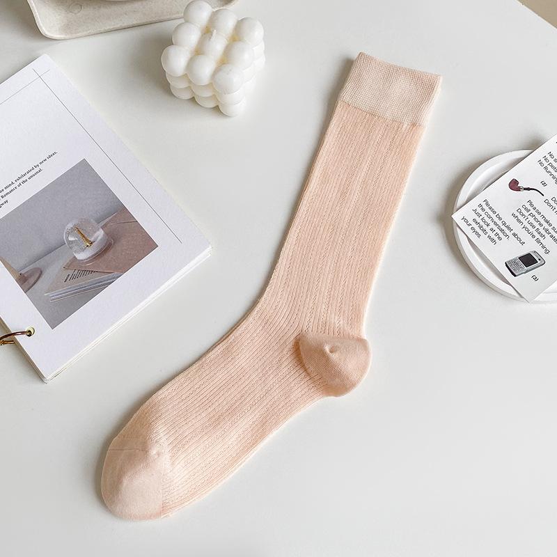 Female Summer Thin Breathable Mesh Ballet Wind Calf Pile Socks
