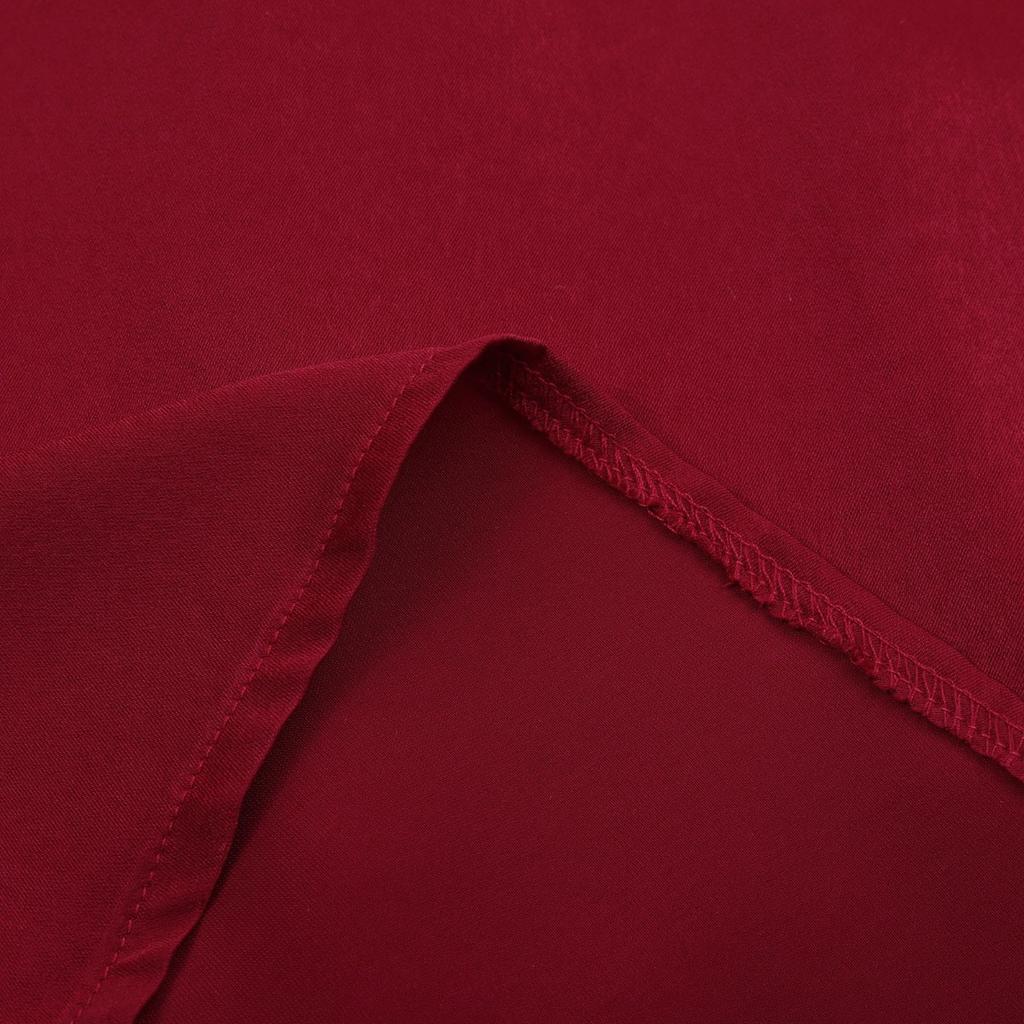 Elegant Women's Plus Size V-Neck Shirt - Long Sleeve, Front Button, Non-Elastic Polyester, Solid Red, Suitable for Spring and Fall