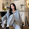 Women's Grey Mid-Length Polo Hoodie - Autumn Winter 2023 Lazy Style Trendy Outerwear