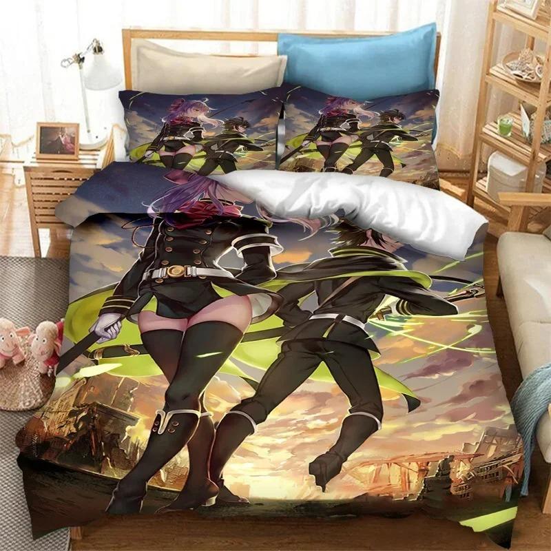 Anime Seraph of the End Bedding Set 3D Printed Suitable for Bedroom Duvet Cover Set With Pillowcases Kids Home Textile