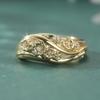 Trendy Inlaid White CZ Flower Women's Ring Classic Gold Color Hand Carving Daily Wear Party Jewelry Anniversary Gift