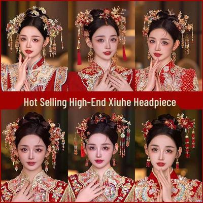 Chinese Bridal Headdress: 2025 Phoenix Crown & Tassel Hairpin for Dragon and Phoenix Gown.