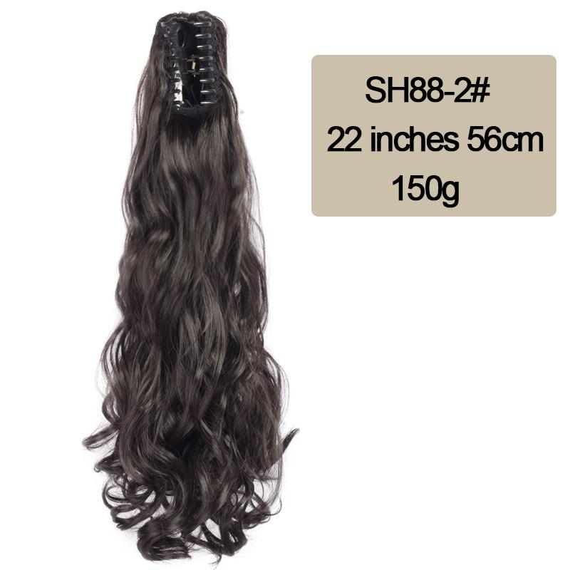 MISSQUEEN Kunstfaser-Wellen-Pferdeschwanz für Damen zum Aufstecken, verlängerter langer Pferdeschwanz, natürliche lockige Haarverlängerung, Schwarzbraun, 22 Zoll