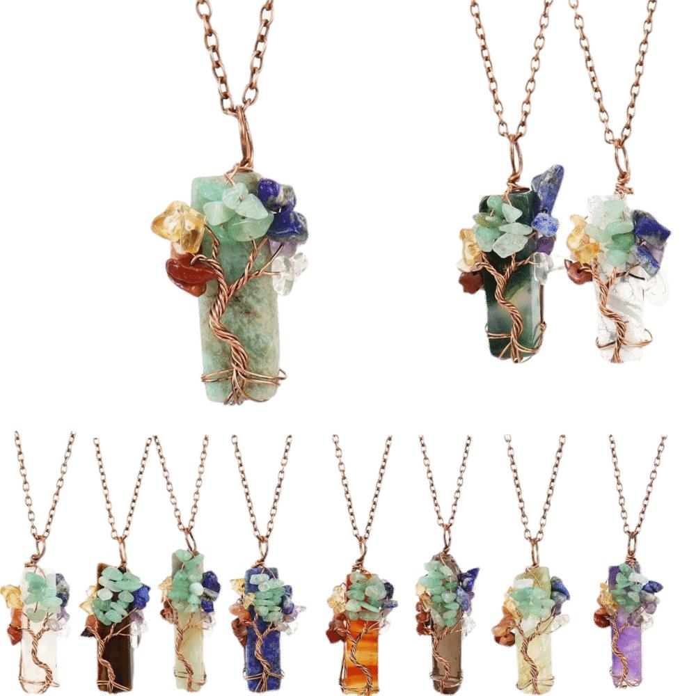 Tree Of Life Design Crystal Tree Of Life Irregular Crystal Crushed Stone Pendant Gift For Women
