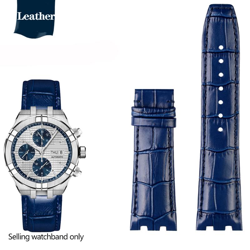 

Натуральная кожа для серии MAURICE LACROIX AIKON AI6038 AI6008 Часы с тремя стрелками Модифицированный ремешок с вогнуто-выпуклым устьем Черный Синий