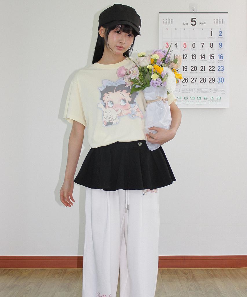 RONRON Betty Boop Lettering Sweat Jogger Pants White