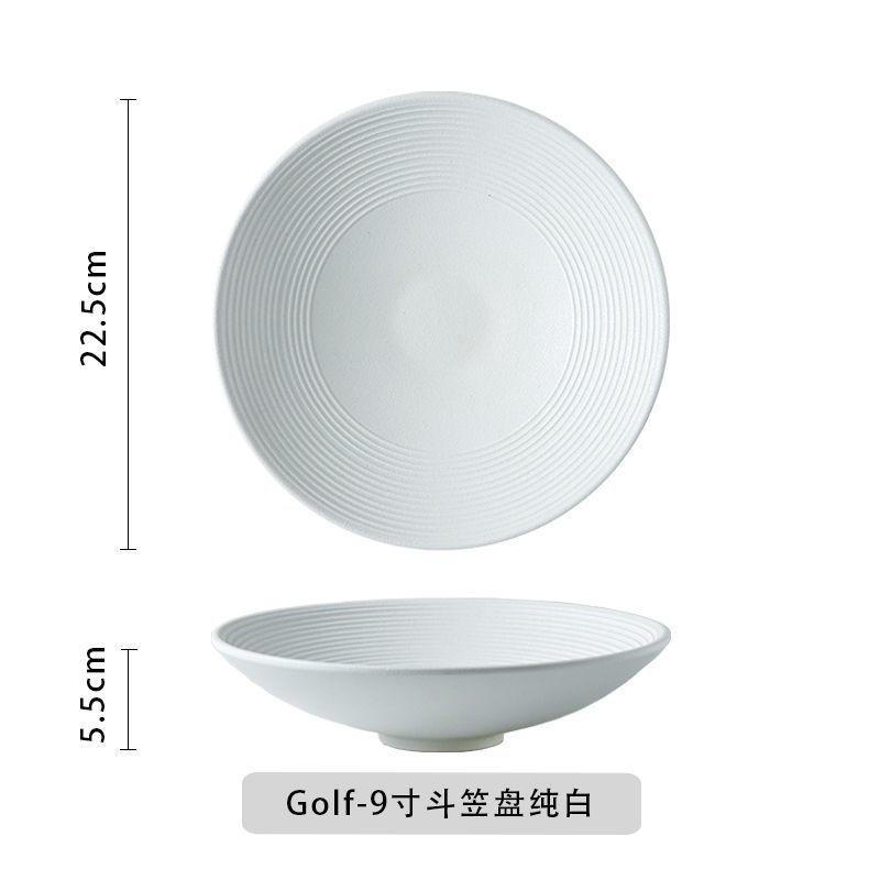 Japanese style bamboo hat noodle bowl salad household deep plate ceramic high-temperature underglaze color high-end tableware