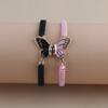 A Set of Two Bohemian Handmade Woven Bracelets Featuring a Charming Oil-Drop Butterfly Design, Perfect As Lucky Jewelry for Couples