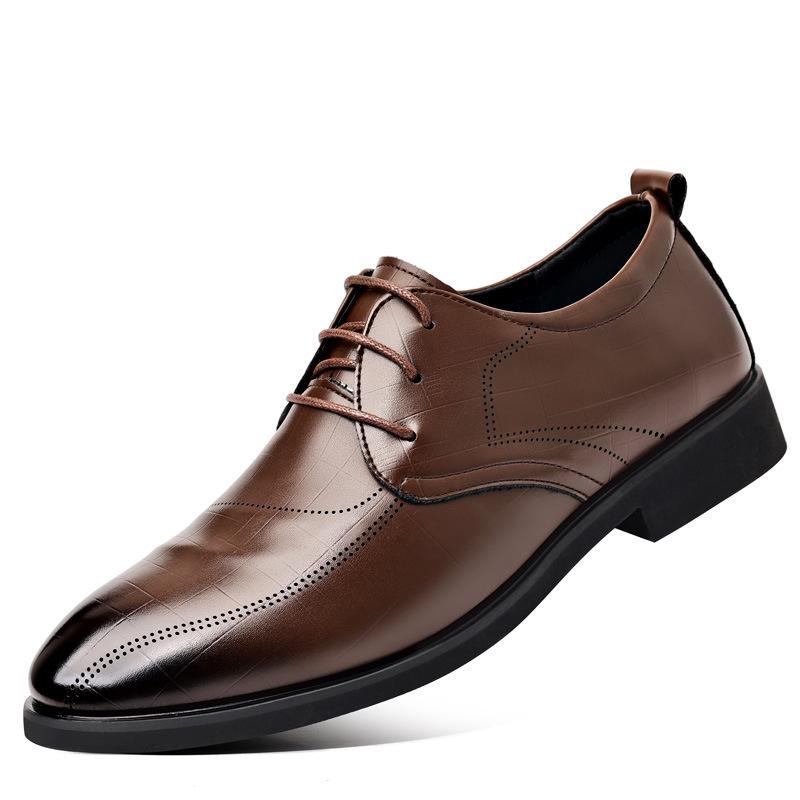 Men's 2025 new glossy business shoes fashion British style dress leather shoes men's shoes business casual shoes
