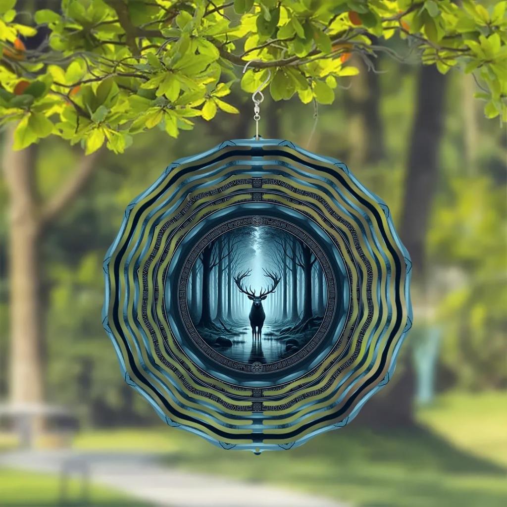 10-Inch Shadow of The Forest Wind Spinner – 360° Rotating 3D Hanging Kinetic Decor for Garden, Yard, or Indoor