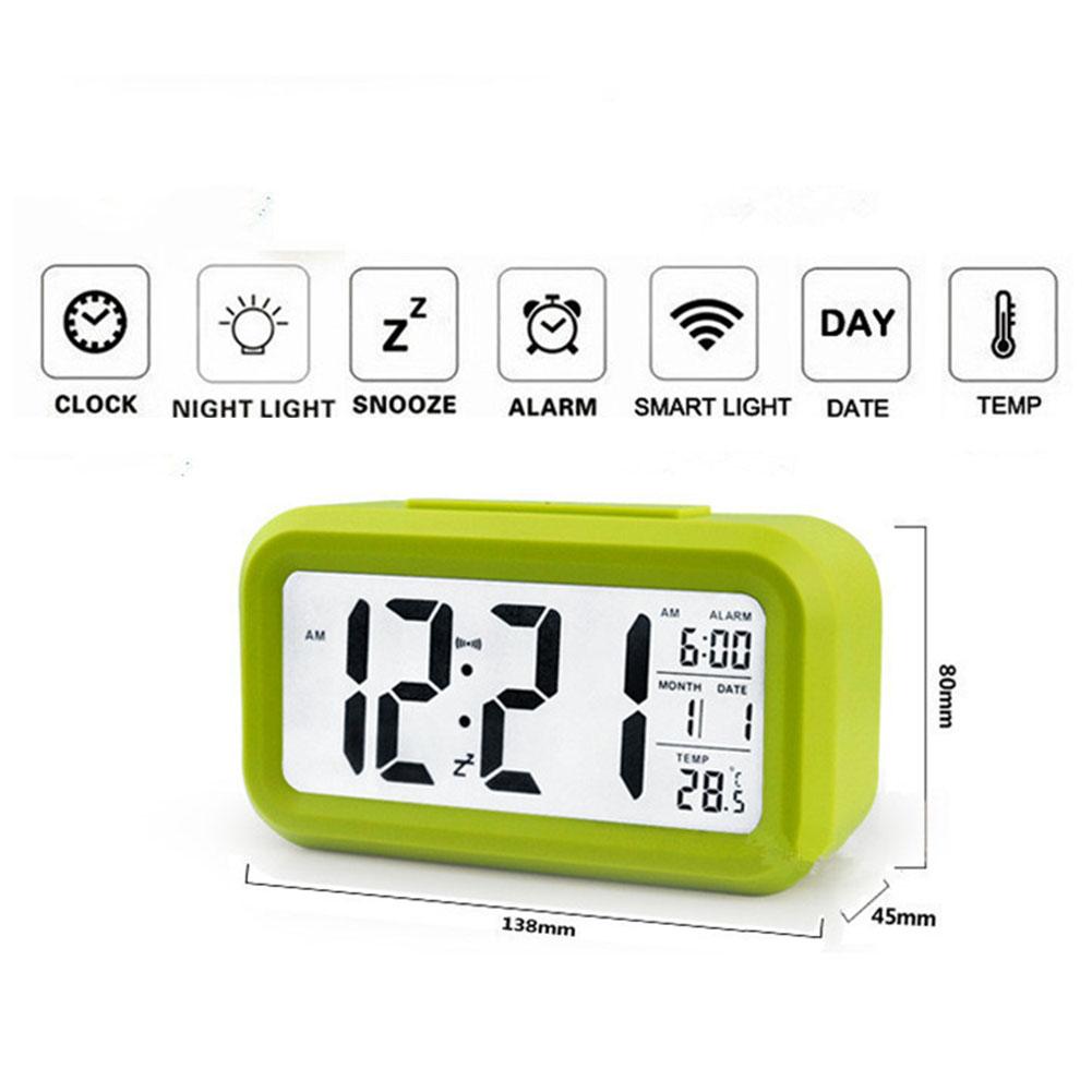 Despertador Eletrônico Digital Com Luz de Fundo LCD Hora Calendário Termômetro
