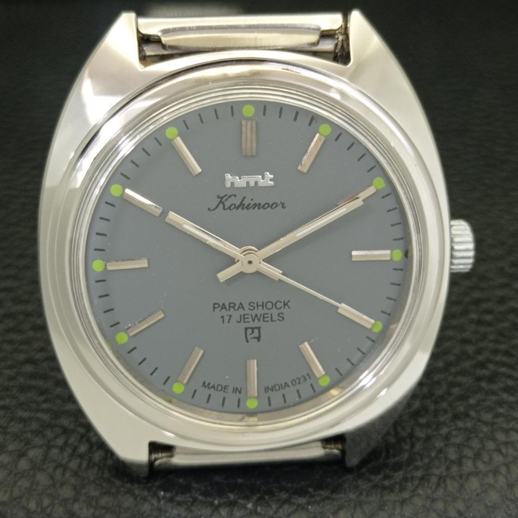INDIAN VINTAGE HMT KOHINOOR HAND-WINDING MENS GREY COLOR DIAL WATCH a440946-4 HT-a440946
