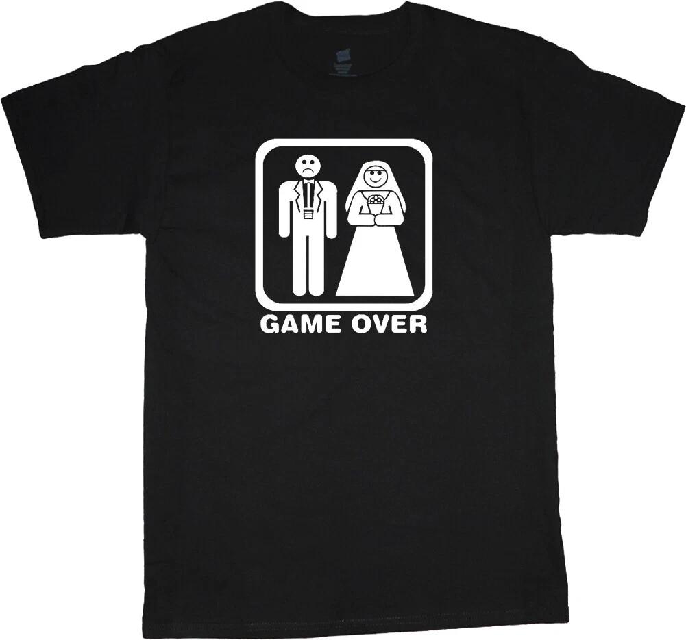 Mens Graphic Tees Game Over Funny Shirts for Men Wedding Gifts Clothing Apparel L