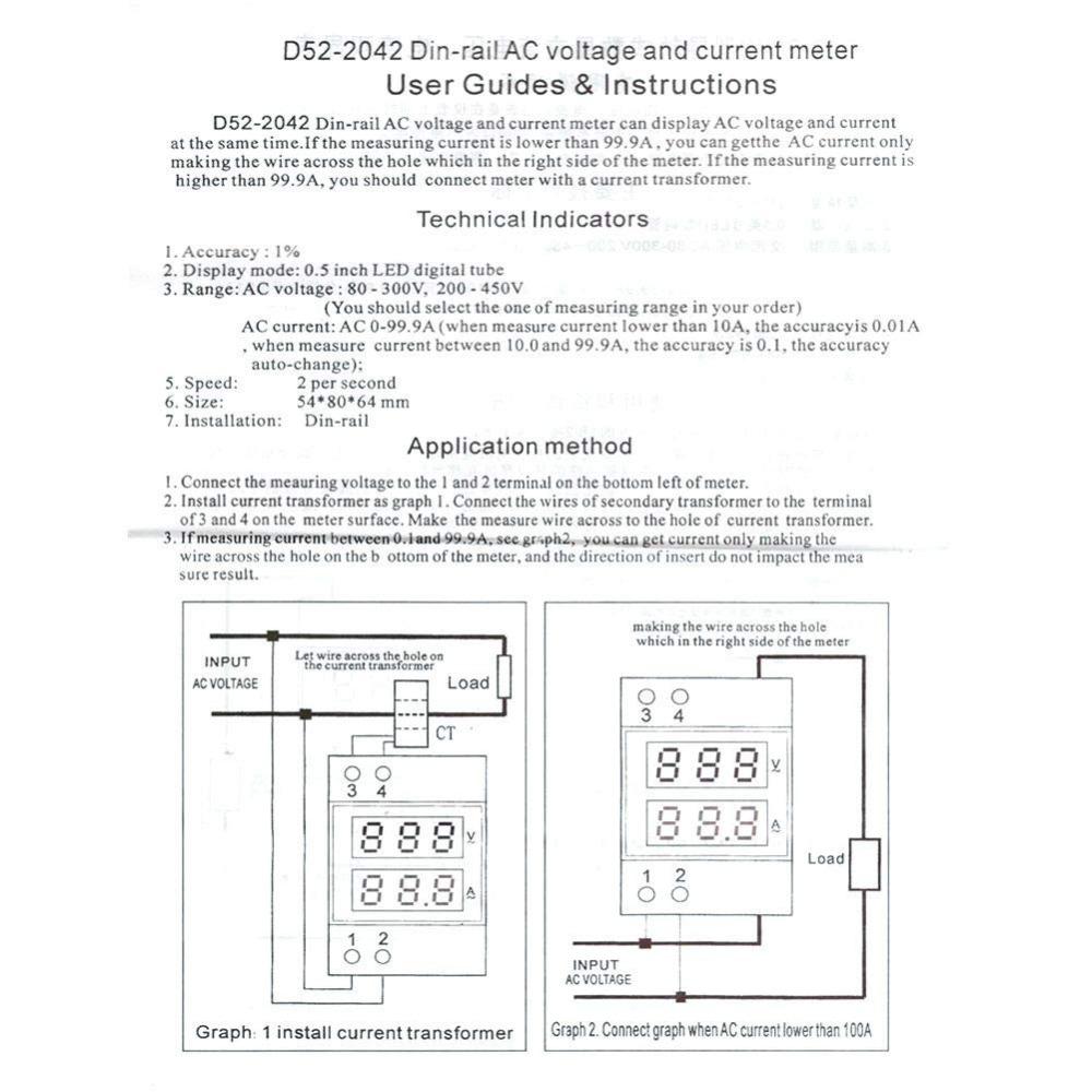 LED Display DIN Rail Power Meter AC80-300V Digital Energy Meter  Industrial Panel