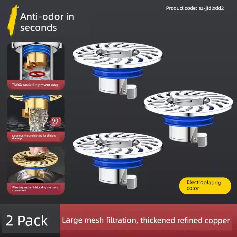 Large Filter Net Anti-Odor Floor Drain Bathroom Sewer Anti-Odor Device Sealing Cover All-Copper Universal Inner Core Anti-Odor