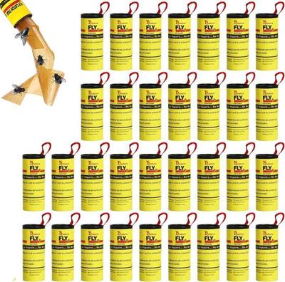 Set of 32 Fly Catcher Rolls - Adhesive Strips - For Indoor and Outdoor Use