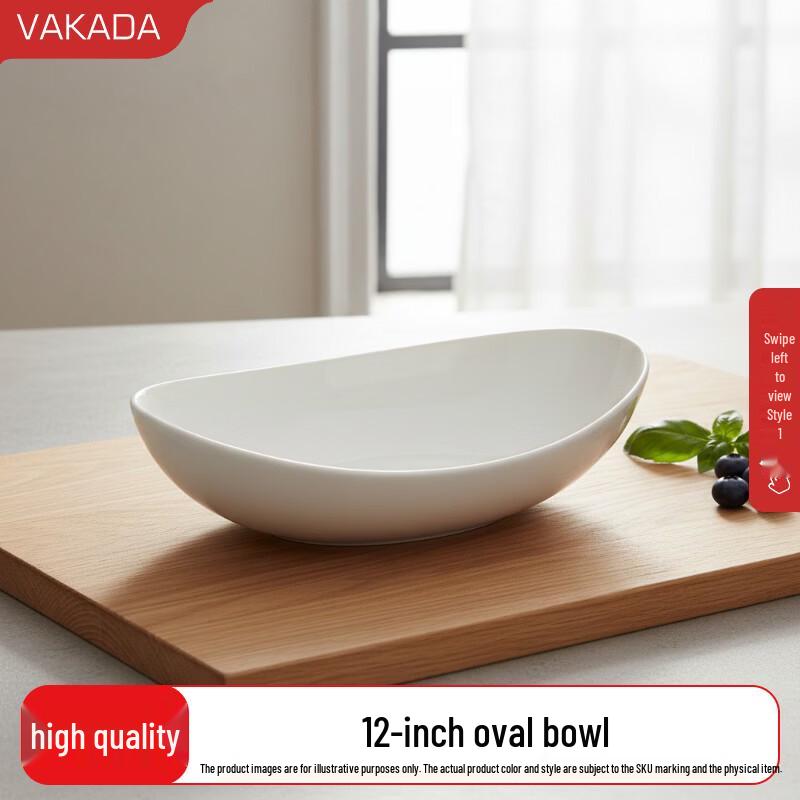 VAKADA Ceramic Oval Serving Bowl & Steaming Plate