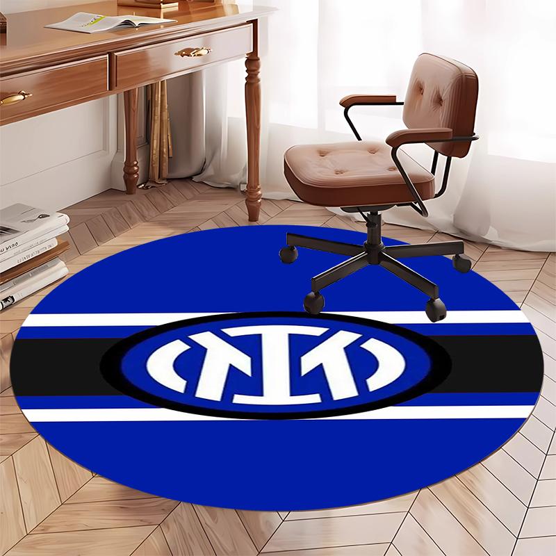 Tappeto Rotondo Stampato Inter Milan Tappeto per Sedia Tappeto per Area Tappeto per Ingresso Zerbini, per Sedia da Ufficio Soggiorno Camera da Letto Cucina.